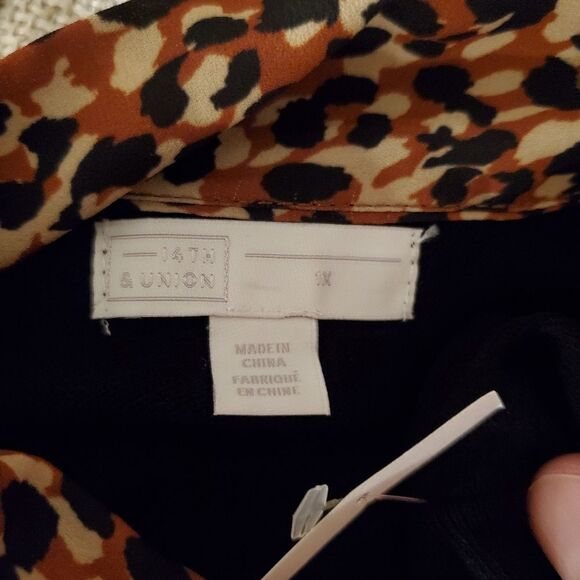 14th & Union Contrast Tie Neck Sweater sz 1X - Picture 10 of 11